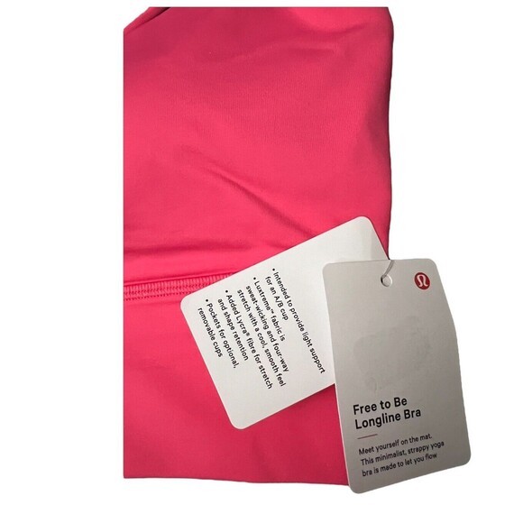 Lululemon Womens Free To Be Longline Sports Bra Lipgloss Pink LIPG Sz 4 New - Picture 3 of 4